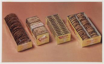 (CRACKERS & COOKIES) Album of 15 lustrous dye transfer commercial photographs presenting pre-packaged snacks.